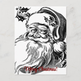 Cartão Postal Santa Cláusula Desenhada à Mão Vintage Feliz Natal