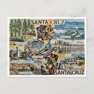 Cartão Postal Santa Cruz Colagem Vintage – Arte de Memórias Cost