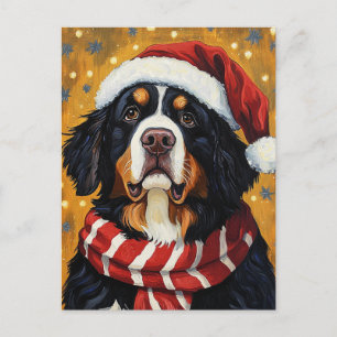 Cartão Postal Santa Hat Bernese Cão Festivo