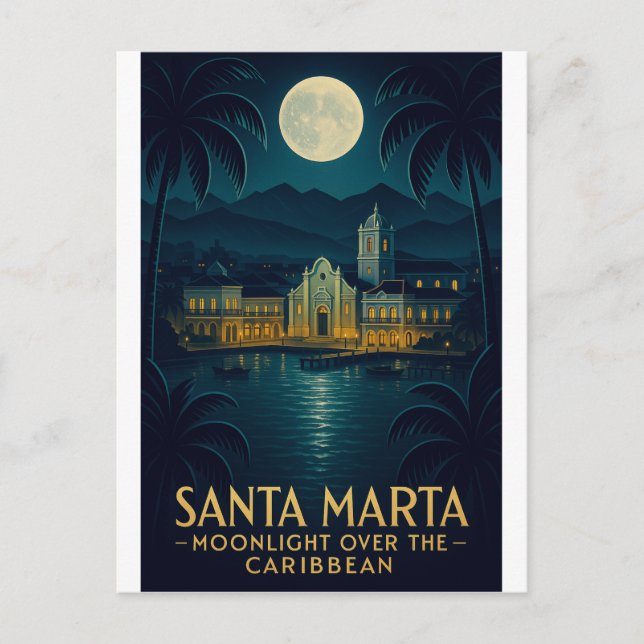 CARTÃO POSTAL SANTA MARTA — LUZ DO LUA SOBRE O CARIBE (Frente)
