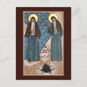 Cartão Postal Santa Mártires Elizabeth e Barbara Prayer Card