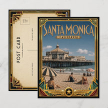 Santa Mônica Califórnia Arte Deco Vintage Dourado
