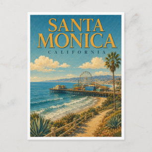 Cartão Postal Santa Monica Califórnia Ocean Pier GeoSaga