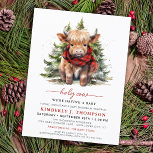 Cartão Postal Santa Vaca Cozy Highland Chá de fraldas de inverno