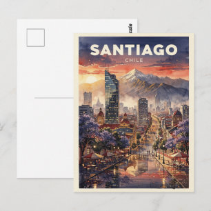 Cartão Postal Santiago Chile Viagem Antiga