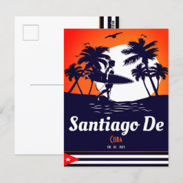 Cartão Postal Santiago de Cuba Vintage Souvenirs Palm Tree