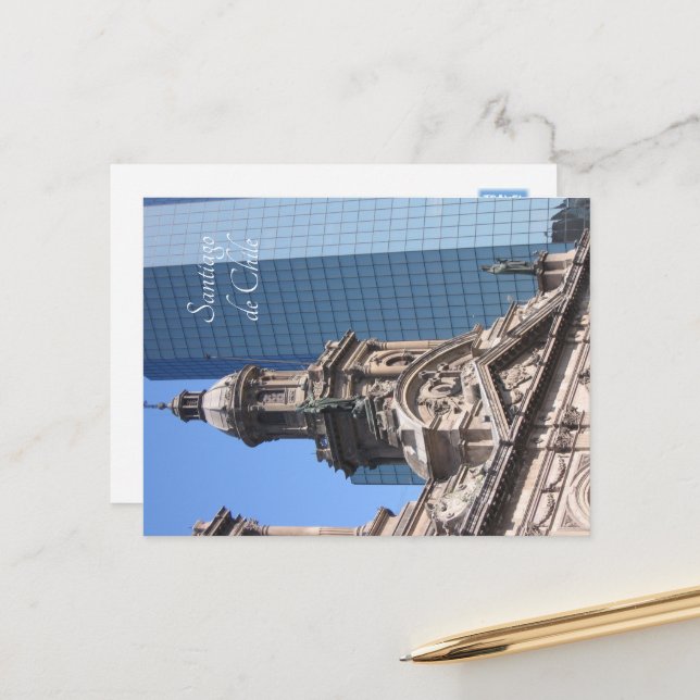 Cartão Postal Santiago do Chile, Velho e Novo (Frente/Verso In Situ)