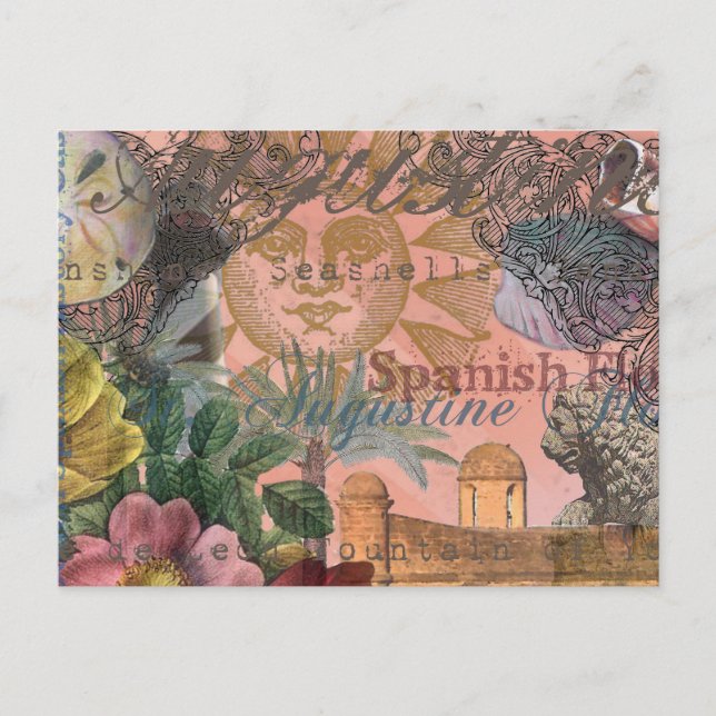 Cartão Postal santo augustine florida viagem antiquada arte (Frente)