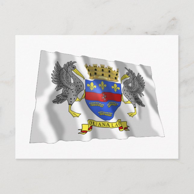Cartão Postal Santo Barthelemy Waving Flag (Frente)
