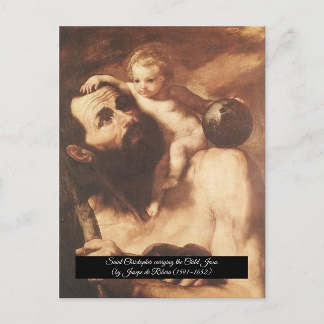 Cartão Postal Santo Christopher com o Cristo infantil (Frente)