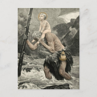 Cartão Postal Santo Christopher Cristo Engraving Mogk