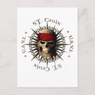 Cartão Postal Santo Croix USVI Pirata Skull