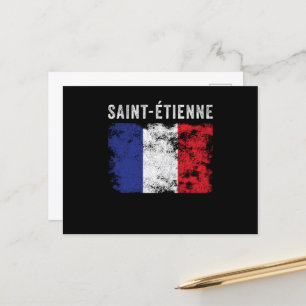 Cartão Postal Santo-Étienne France Bandeira francesa