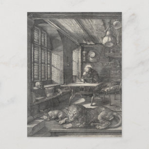 Cartão Postal Santo Jerome em seu estudo por Albrecht Durer