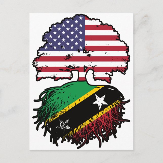 Cartão Postal Santo Kittitian American Tree Roots Flag (Frente)