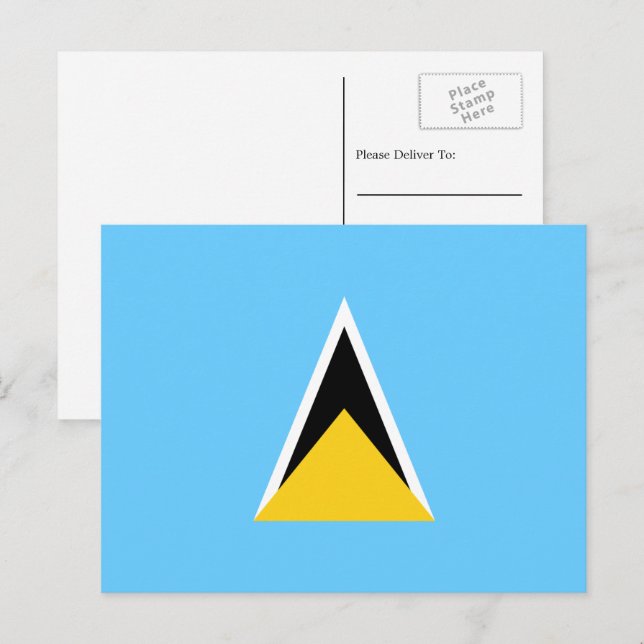 Cartão Postal Santo Lucian Flag, Bandeira do Santo Lúcia (Frente/Verso)