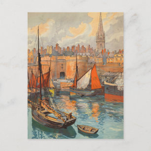 Cartão Postal Santo Malo, França, Arte de Poster de Viagem Antig