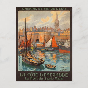 Cartão Postal Santo Malo France - Poster de viagens francês Vint