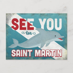 Cartão Postal Santo Martin Dolphin - Viagens vintage Retroativa
