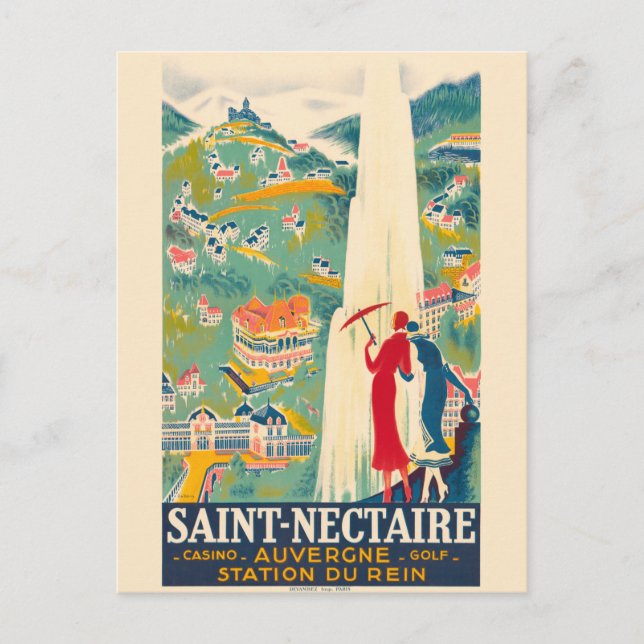 Cartão Postal Santo-Nectaire France Poster vintage (Frente)