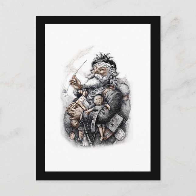 Cartão Postal Santo Nicholas com seu pacote de brinquedos (Frente)