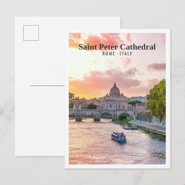 Cartão Postal Santo Peter Cathedral Roma Itália (Frente/Verso)