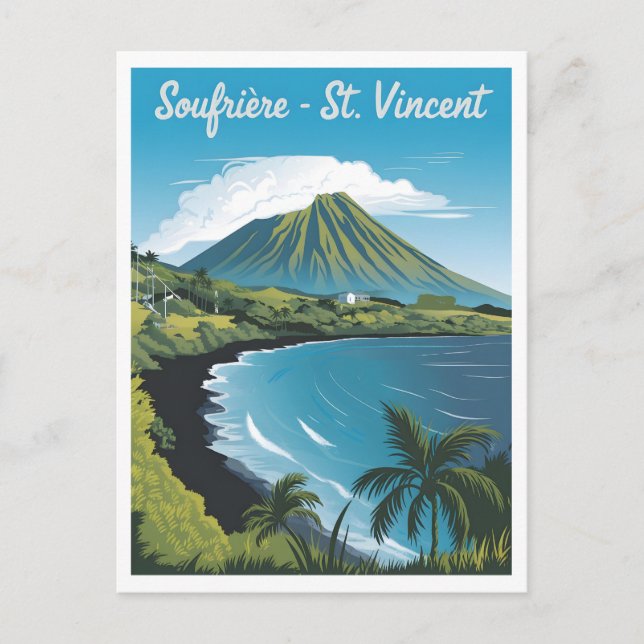 Cartão Postal Santo Soufrière Vincent Vintage (Frente)