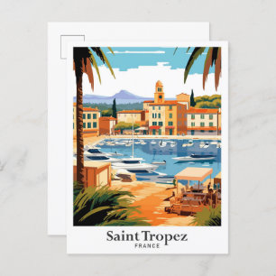Cartão Postal Santo Tropez France - Ilustração Viagem
