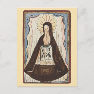 Cartão Postal Santo Veronica Jesus encara pintura de arte antiga