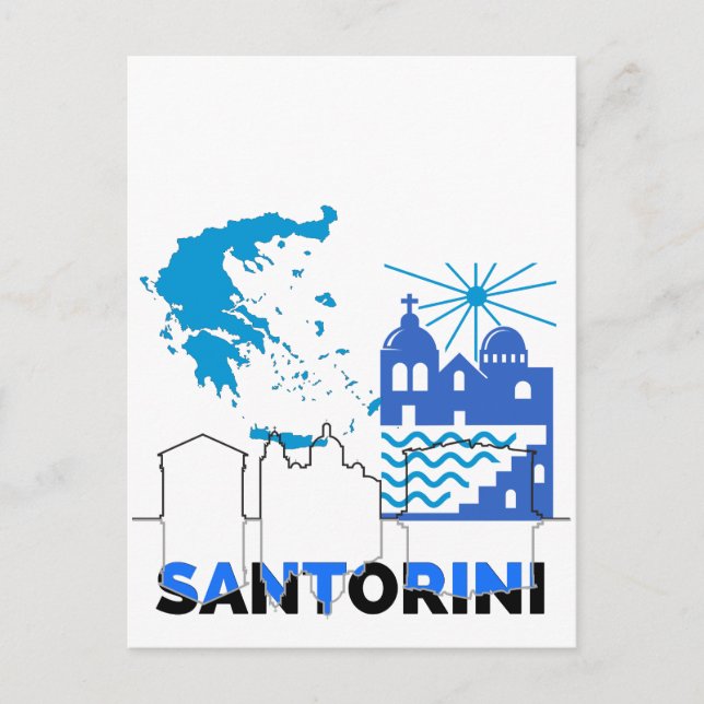 Cartão Postal Santorini Grécia. (Frente)