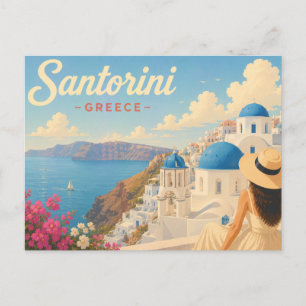 Cartão Postal Santorini, Grécia - A Senhora no Chapéu Viagens