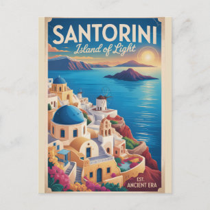 Cartão Postal Santorini Grécia Paisagem Urbana Viagem Retro