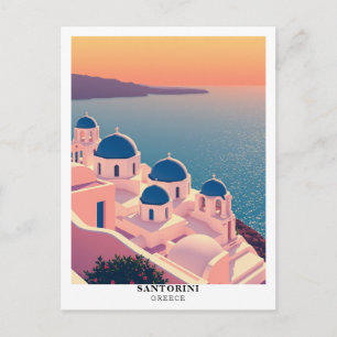 Cartão Postal Santorini, Grécia Viagem Retro