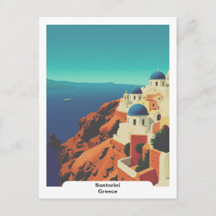 Cartão Postal Santorini, Grécia: Viagem Vintage