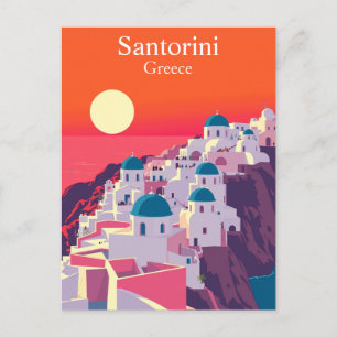 Cartão Postal Santorini, Grécia Viagens vintage Blue Domes