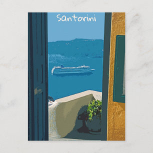 Cartão Postal Santorini, navio de cruzeiro Grécia