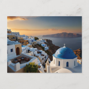 Cartão Postal Santorini Sunset Bliss