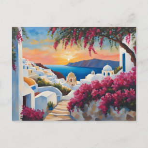 Cartão Postal Santorini Sunset Bliss