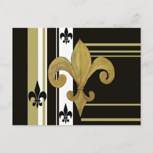 Cartão Postal Santos Black and Dourado Fleur de lis