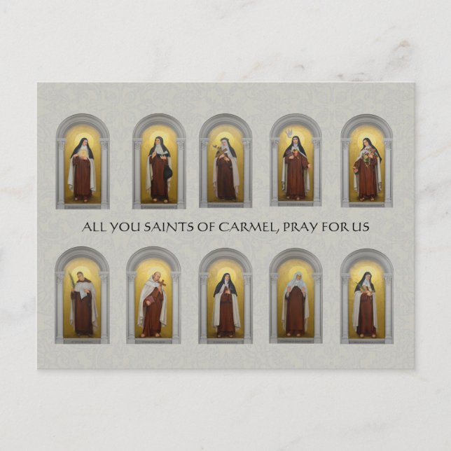 Cartão Postal Santos de Carmelite Religiosos Pinturas de Freira (Frente)