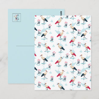Cartão Postal Santuário de Serene Stork - Cena de Pond Elegante
