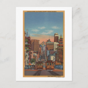 Cartão Postal São Francisco, CA - Carros a cabo subindo