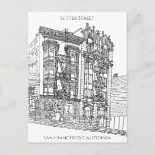 Cartão Postal São Francisco, CA   Desenho da Rua Sutter