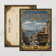 São Francisco Califórnia Arte Deco Dourada Vintage