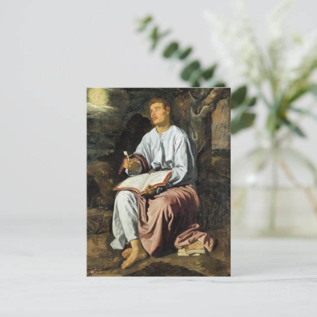 Cartão Postal São João em Patmos, arte fina, (Em pé/Frente)