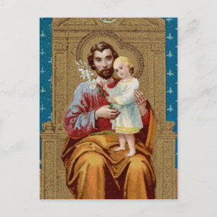 Cartão Postal São José entronizado com o Menino Cristo