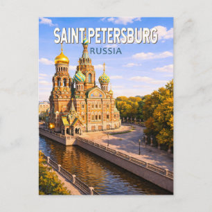 Cartão Postal São Petersburgo Ilustração Arte Viagens Rússia