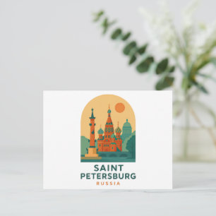 Cartão Postal São Petersburgo Rússia Arte de Viagem Antiga Retro