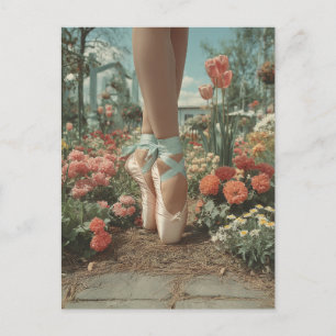 Cartão Postal Sapatilhas de Ballet em Jardim Florido
