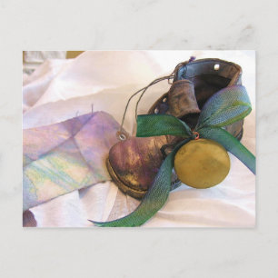 Cartão Postal Sapato de Bebê e Pingente Antigo